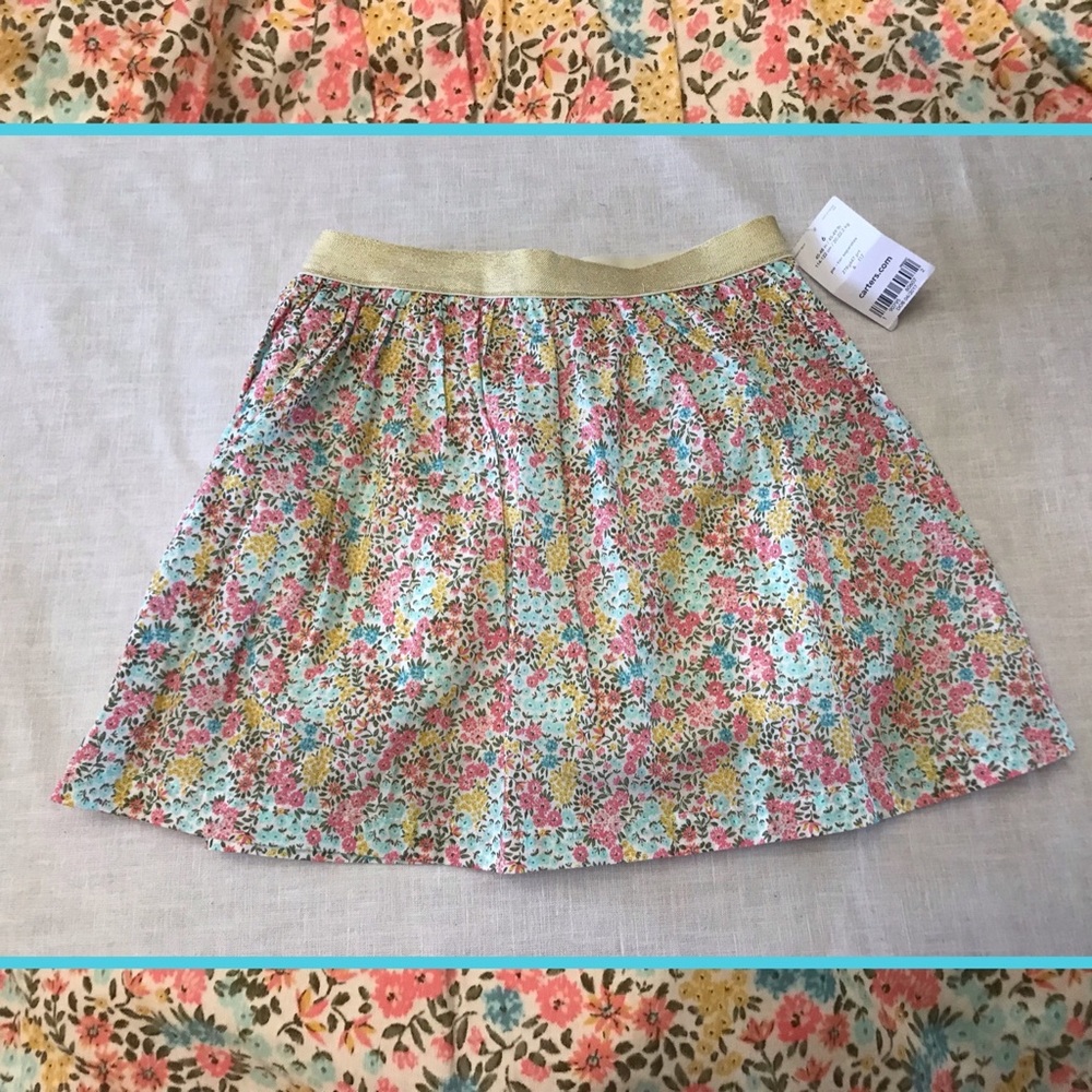 Girls Carters Floral Skirt Gold Sparkle Band Size 6